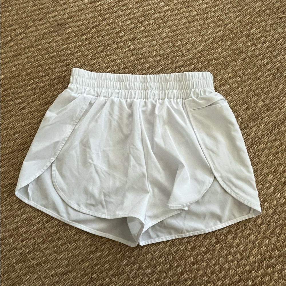 White athletic running shorts